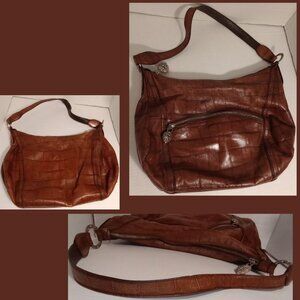 Brighton Bibi Heart Croc Hobo Organizer Shoulder Bag